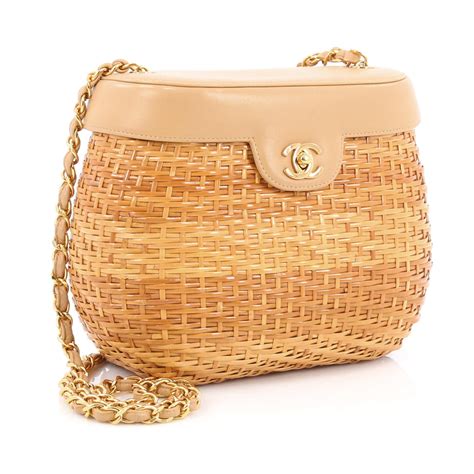 chanel vintage woven rattan|Vintage Chanel leather bag.